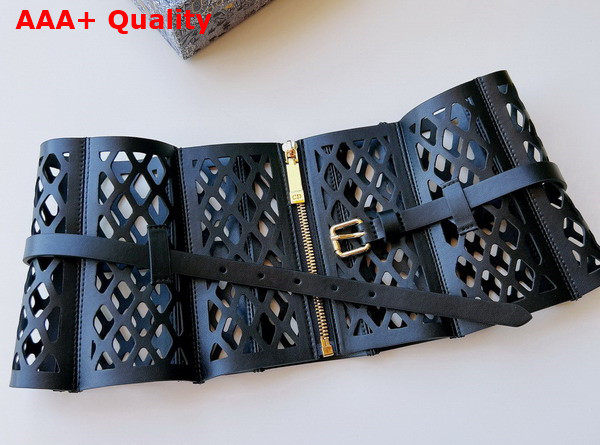 Dior D Trap Corset Belt Black Smooth Calfskin 16cm Replica