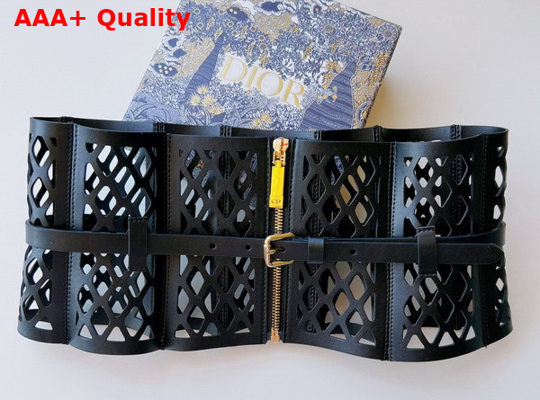 Dior D Trap Corset Belt Black Smooth Calfskin 16cm Replica