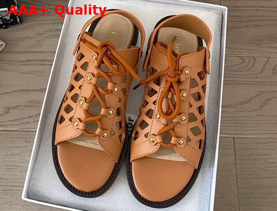 Dior D Trap Sandal Camel Colored Matte Calfskin Replica