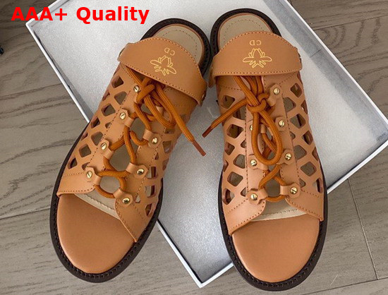 Dior D Trap Sandal Camel Colored Matte Calfskin Replica