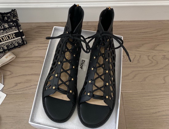 Dior D Trap Sandal in Black Matte Calfskin Replica