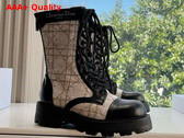 Dior D Unit Ankle Boot Black Calfskin with Beige and Black Cannage Tweed Replica
