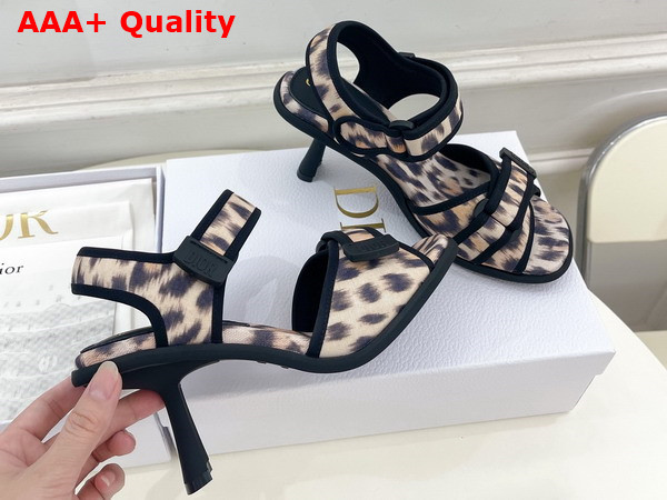 Dior D Wander Heeled Sandal Beige Multicolor Mizza Printed Technical Fabric Replica
