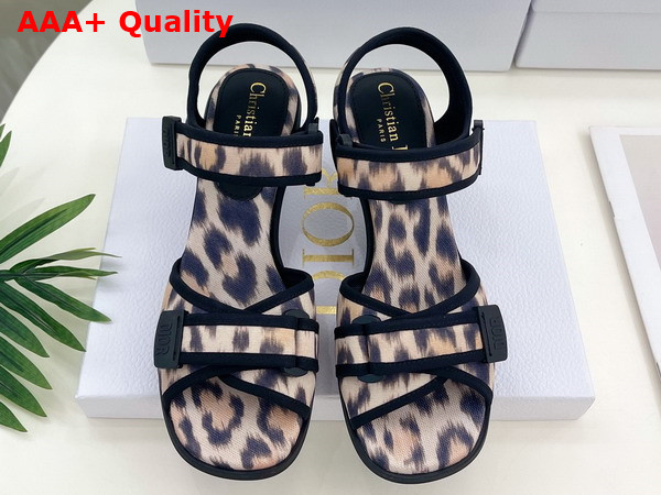 Dior D Wander Heeled Sandal Beige Multicolor Mizza Printed Technical Fabric Replica
