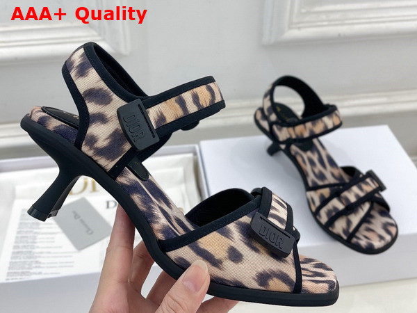 Dior D Wander Heeled Sandal Beige Multicolor Mizza Printed Technical Fabric Replica