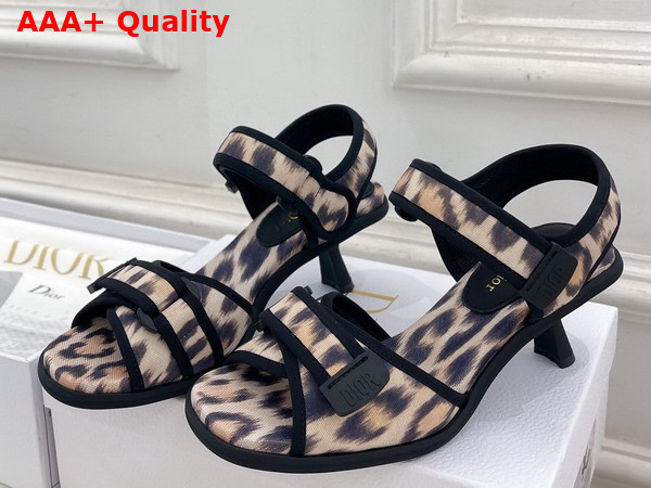 Dior D Wander Heeled Sandal Beige Multicolor Mizza Printed Technical Fabric Replica