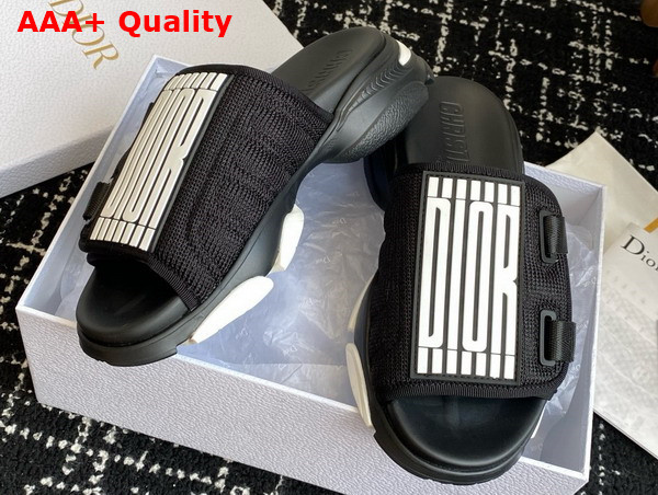 Dior D Wander Slide Black and White Technical Fabric with Dior Graphique Motif Replica