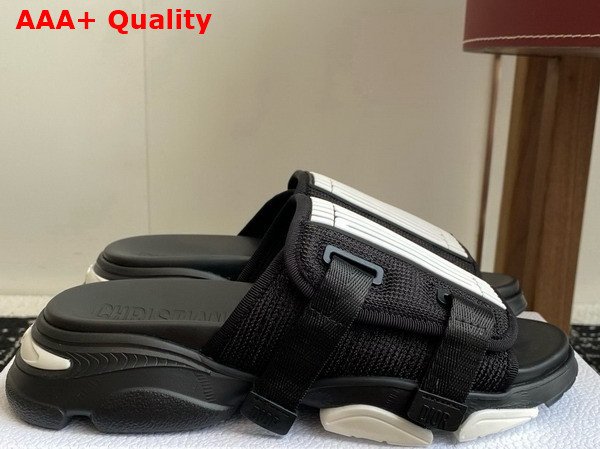 Dior D Wander Slide Black and White Technical Fabric with Dior Graphique Motif Replica
