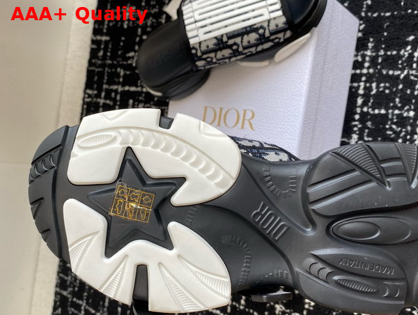 Dior D Wander Slide Deep Blue Dior Oblique Printed Technical Fabric and White Rubber Replica