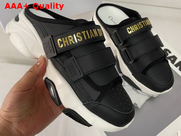 Dior D Wander Sneaker in Black Calfskin Open Back Sneaker Replica