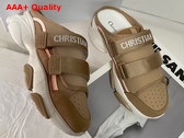 Dior D Wander Sneaker in Light Brown Calfskin Open Back Sneaker Replica