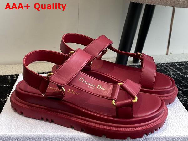 Dior D Wave Sandal in Bordeaux Lambskin Replica