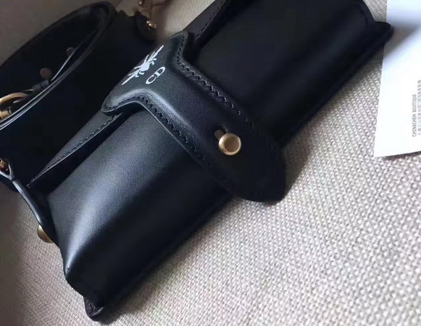 Dior D bee Mini Saddle Bag in Black Calfskin For Sale