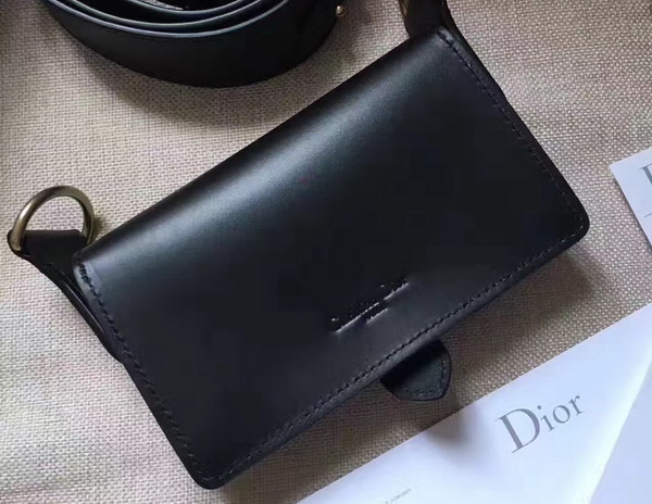 Dior D bee Mini Saddle Bag in Black Calfskin For Sale