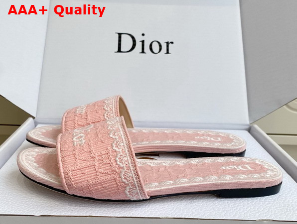 Dior Dentelle Heeled Slide Soupir Pink Dior Oblique Embroidered Cotton and White Lace Replica