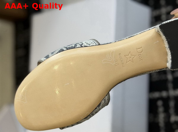 Dior Dentelle Heeled Slide in Gray Dior Oblique Embroidered Cotton and White Lace Replica