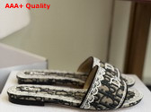 Dior Dentelle Slide Blue Dior Oblique Embroidered Cotton and White Lace Replica