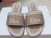 Dior Dentelle Slide in Rose des Vents Pink Dior Oblique Embroidered Cotton and White Lace Replica