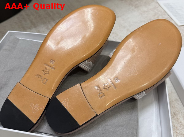 Dior Dentelle Slide in Rose des Vents Pink Dior Oblique Embroidered Cotton and White Lace Replica