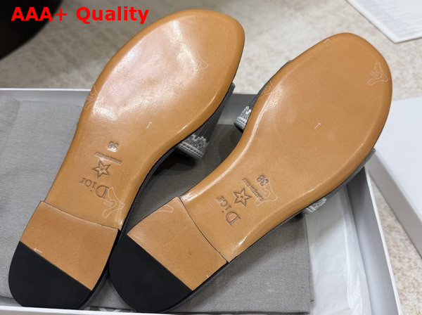 Dior Dentelle Slide in Trianon Gray Dior Oblique Embroidered Cotton and White Lace Replica