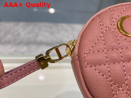 Dior Detachable Dior Caro Round Coin Purse Pink Cannage Supple Calfskin Replica