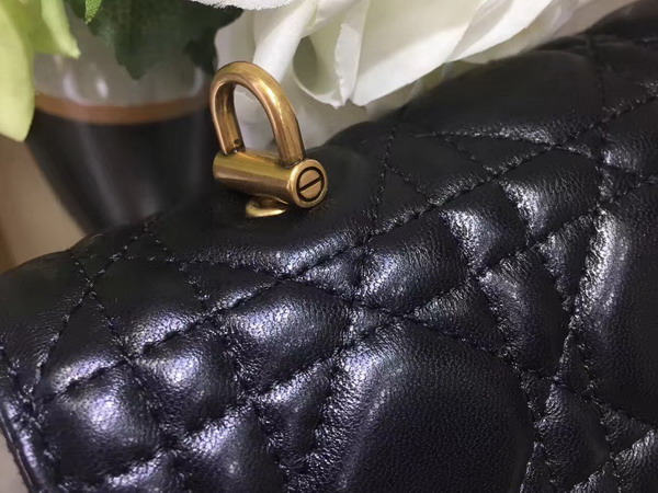 Dior Dioraddict Wallet On Chain Clutch in Black Lambskin with Cannage Motif For Sale