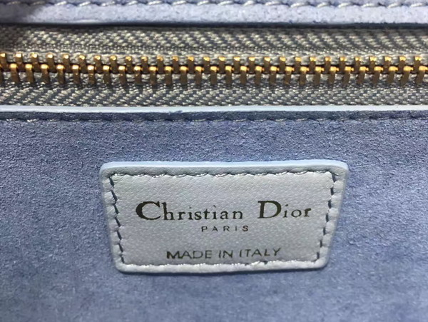 Dior Dioraddict Wallet On Chain Clutch in Light Blue Lambskin with Cannage Motif For Sale