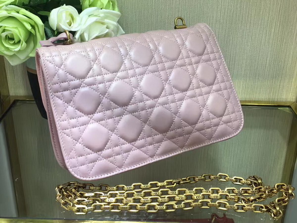 Dior Dioraddict Wallet On Chain Clutch in Light Pink Lambskin with Cannage Motif For Sale