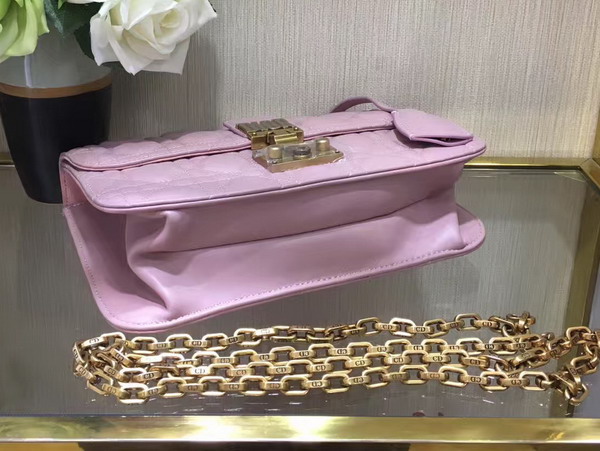 Dior Dioraddict Wallet On Chain Clutch in Light Pink Lambskin with Cannage Motif For Sale