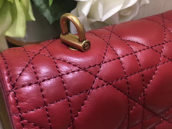 Dior Dioraddict Wallet On Chain Clutch in Oxblood Lambskin with Cannage Motif For Sale