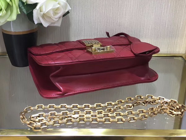 Dior Dioraddict Wallet On Chain Clutch in Oxblood Lambskin with Cannage Motif For Sale