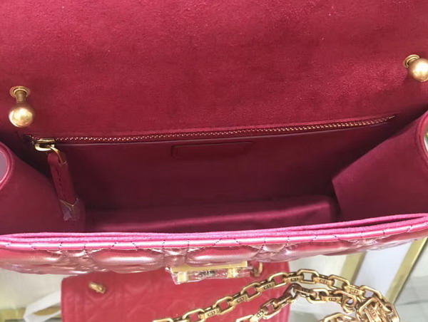 Dior Dioraddict Wallet On Chain Clutch in Oxblood Lambskin with Cannage Motif For Sale