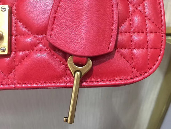 Dior Dioraddict Wallet On Chain Clutch in Red Lambskin with Cannage Motif For Sale