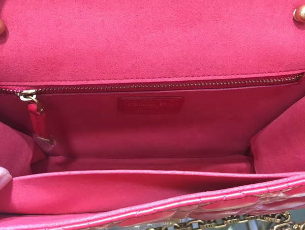 Dior Dioraddict Wallet On Chain Clutch in Red Lambskin with Cannage Motif For Sale