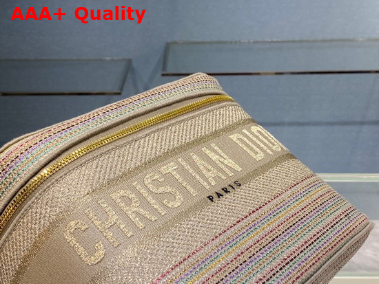 Dior Diortravel Vanity Case Multicolor Striped Embroidery Replica