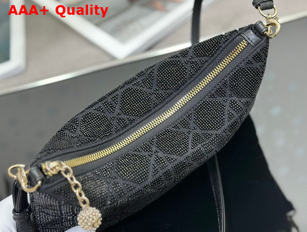 Dior Dream Bag Black Cannage Cotton with Bead Embroidery Replica