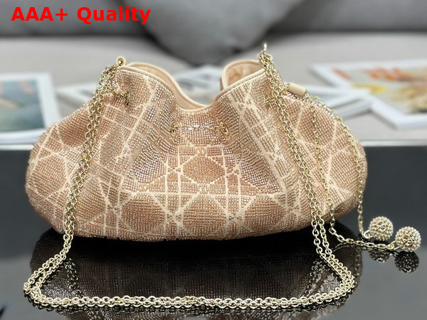 Dior Dream Bucket Bag Dusty Ivory Cannage Cotton with Bead Embroidery Replica