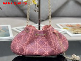 Dior Dream Bucket Bag Ethereal Pink Cannage Cotton with Bead Embroidery Replica
