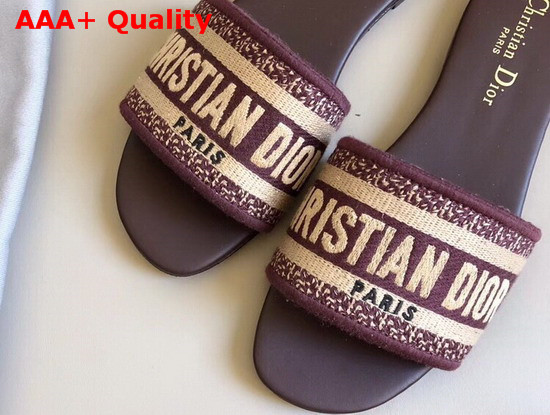 Dior Dway Embroidered Cotton Mule in Amaranth Replica