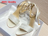 Dior Dway Heeled Sandal Beige Embroidered Satin and Cotton Replica