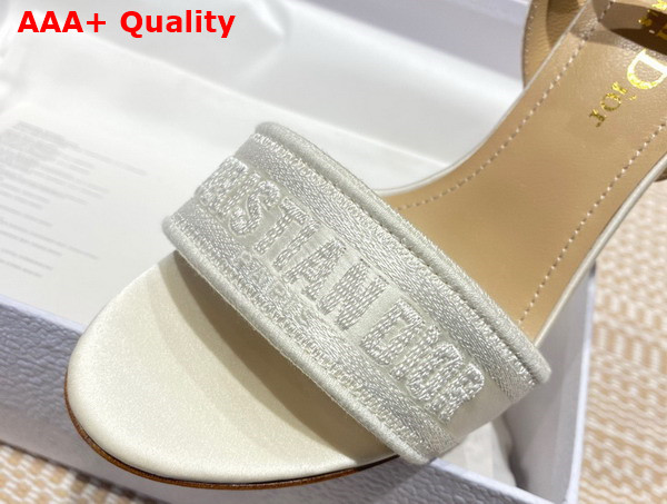 Dior Dway Heeled Sandal Beige Embroidered Satin and Cotton Replica