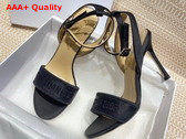 Dior Dway Heeled Sandal Black Embroidered Satin and Cotton Replica