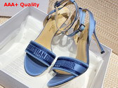 Dior Dway Heeled Sandal Blue Embroidered Satin and Cotton Replica