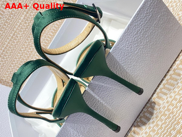 Dior Dway Heeled Sandal Khaki Embroidered Satin and Cotton Replica