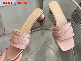 Dior Dway Heeled Slide Rose Des Vents Metallic Thread Embroidered Satin Replica