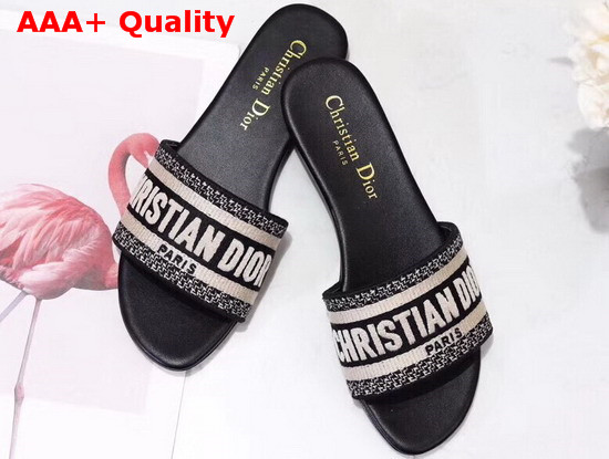 Dior Dway Mule in Black Embroidered Cotton Replica