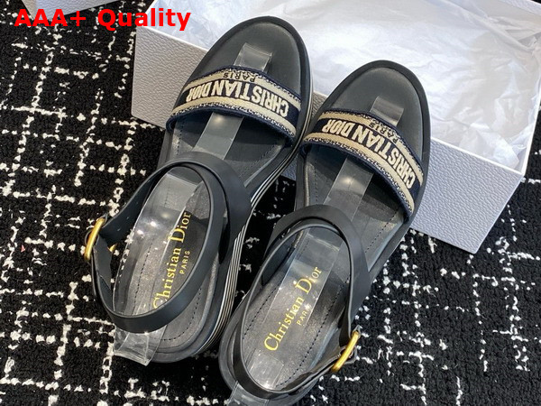 Dior Dway Platform Sandle in Deep Blue Embroidered Cotton Replica