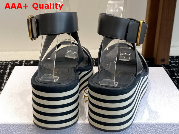 Dior Dway Platform Sandle in Deep Blue Embroidered Cotton Replica