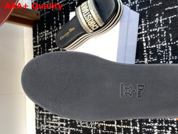 Dior Dway Platform Slide Black Embroidered Cotton Replica