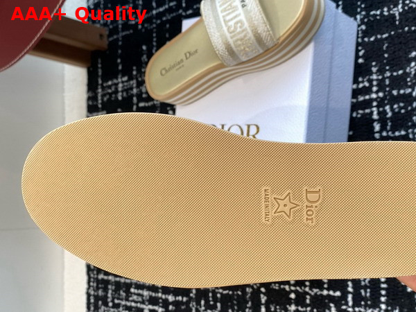 Dior Dway Platform Slide Gold Embroidered Cotton Replica